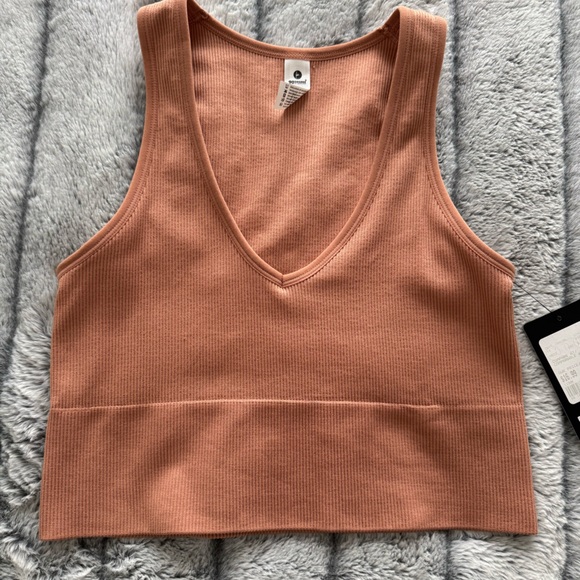 Orange//brown cropped stretchy tank top - Picture 1 of 5